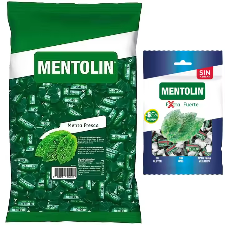 Mentolín caramelos duros menta fresca bolsa 1kg y de regalo extra fuerte s/a bolsa 100g - 1
