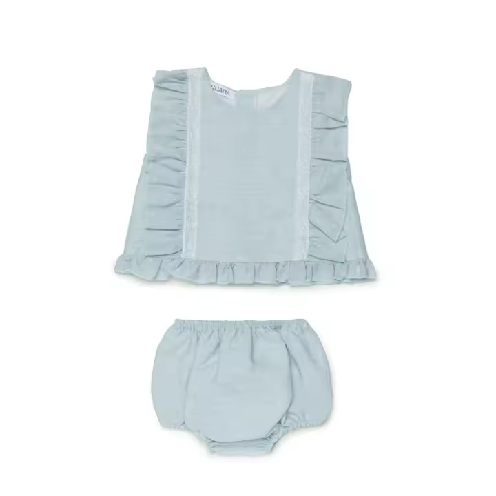 Juliana Baby Clothes Juliana Conjunto Braga Tela Lino Puntillas Bebé Niña J24098 Primavera-Verano 24 - 1