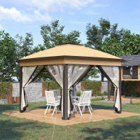 Cenador plegable Pop Up 3,3x3,3 M | Impermeable, A Prueba de Frío y UV50 + | Techo Doble with Paneles Laterales | Ideal para Jardín, Camping y Eventos | Color Beige, Diseño Portátil - details 0