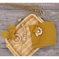Juego De Toalla De Algodón Muselina Para Bebé Con Mordedor De León De Madera Y Cadena De Chupete Suave Para Recién Nacidos Unisex 0-1Años - details 13