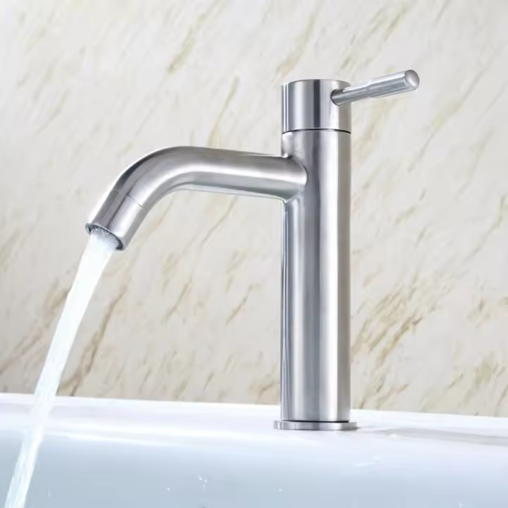Grifo de Baño de Acero Inoxidable Plateado Grifo de Counter de Hielo Frío Individual - 1