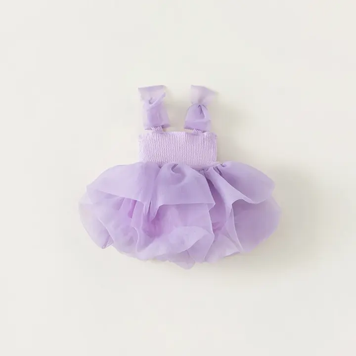 Vestido De Princesa Para Bebés Verano Sin Mangas Malla Vestido De Cumpleaños Para Niñas Ropa De Fiesta Infantil Talla True A-Line - 1