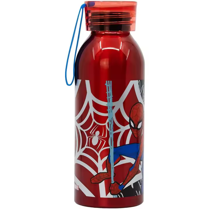 Botella Spiderman Aluminio Sin BPA, Reutilizable, Con Colgador de Silicona, Efecto Metalizado, 510 ml, Stor - Kiglam - 1
