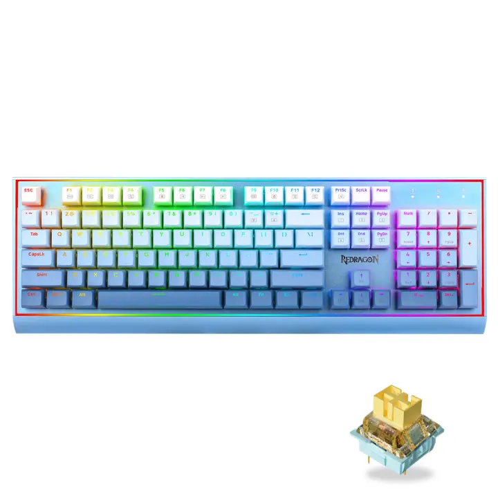 TECLADO MECÁNICO GAMING REDRAGON R9 USB RGB Con Marco De Aluminio Teclas Hot-swappable 104 Teclas Para Computadora PC Laptop - 1