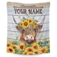 Manta De Peluche Suave Highland Cow Para Niñas Regalo Cálido Para Cumpleaños Y Graduación Amarilla Manta De Viaje Rectangular Antipelusa Para Adultos Uso En Picnic Y Viaje - details 5