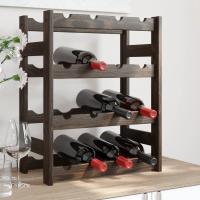 vidaXL Botellero para 16 botellas de madera de pino en color Natural/Gris/Negro y más - details 2