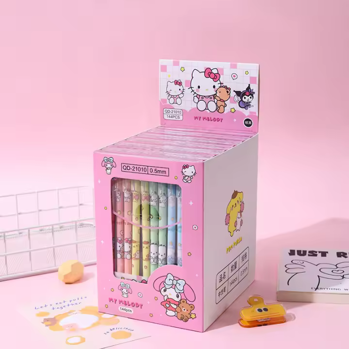 Sanrio 120pcs Bolígrafos Gel Kuromi Pochacco Estudiantes Suministros Escolares Kawaii Escritura Negra 0.5 Para Niños Oficina Regalo - 1
