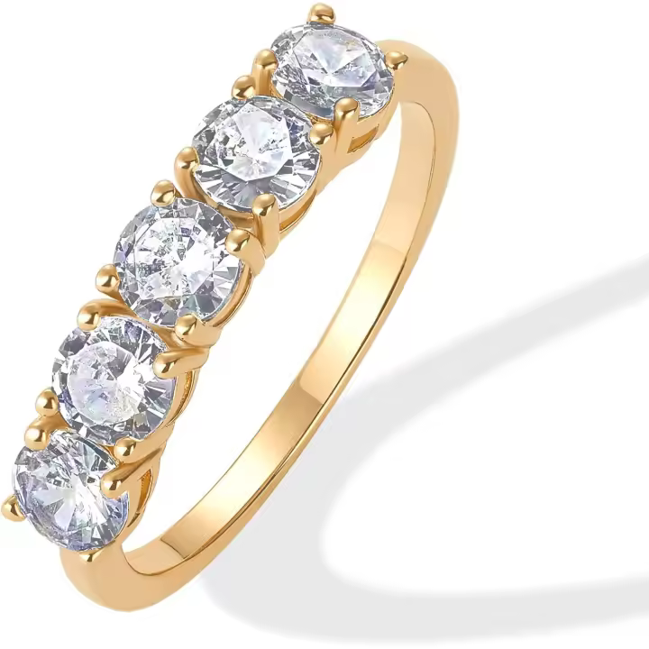 Anillo de Compromiso de zirconia cúbica Premium Chapado en oro de 14 Quilates para Mujer | Promesa Eternidad Anillo Joyas Gold Amarillo 7 - 1