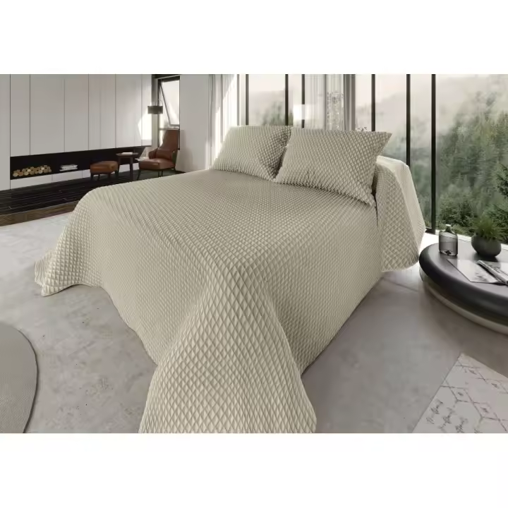 Plusdescanso - Colcha Bouti preciosa de 200 gramos y fundas de cojín incluídas, con acabado ExtraSoft sostenible, bolsa personalizada y reutilizable. - 1