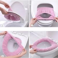 Juego De Cubierta De Inodoro Universal En Color Sólido Suave Cálido Lavable Para Decoración Del Hogar Funda De Asiento De Inodoro Accesorios De Cubierta De Tapa De Inodoro Material Acrílico Ecológico - details 6
