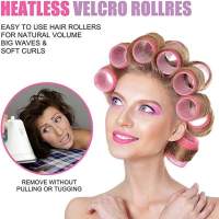 Paquete de 25 rodillos de pelo, clips, peine con divisores, rodillos de pelo pajaritas rosa - details 2