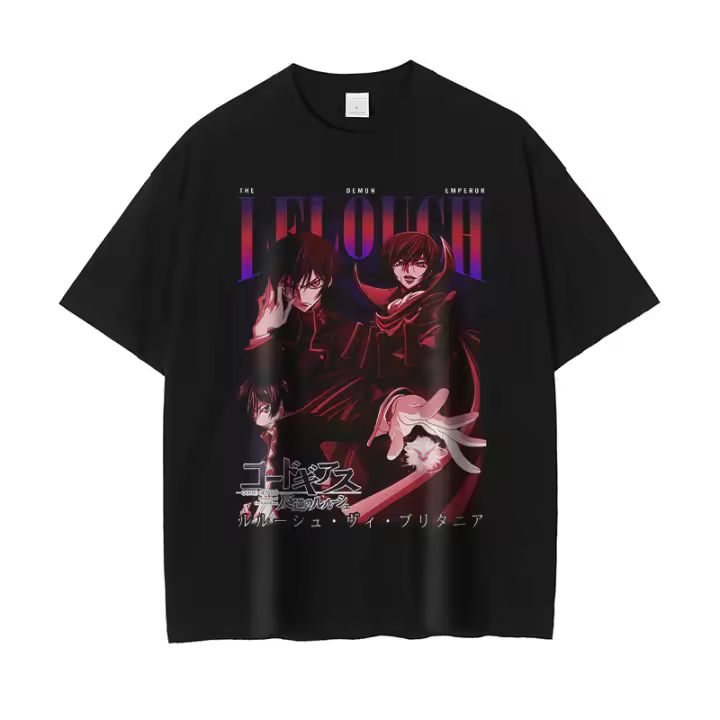 Camiseta Anime CODE GEASS Vintage Lelouch Lamperouge T-shirt Oversize Streetwear Manga C.C. Para Mujer 100% Algodón - 1