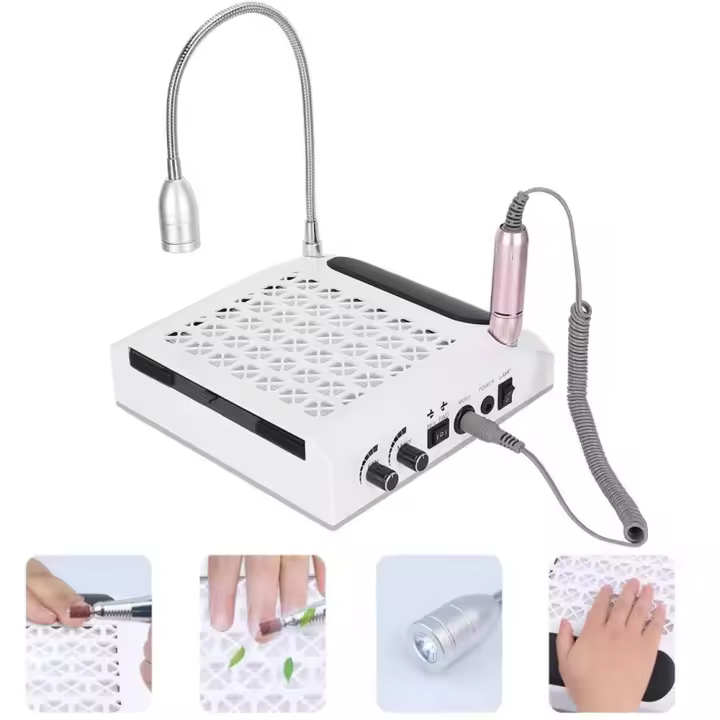 Mediawavestore Máquina Fresadora de Uñas Profesional 4 en 1 con Lámpara y Herramientas - Kit de Manicura para Profesionales y Principiantes - 1