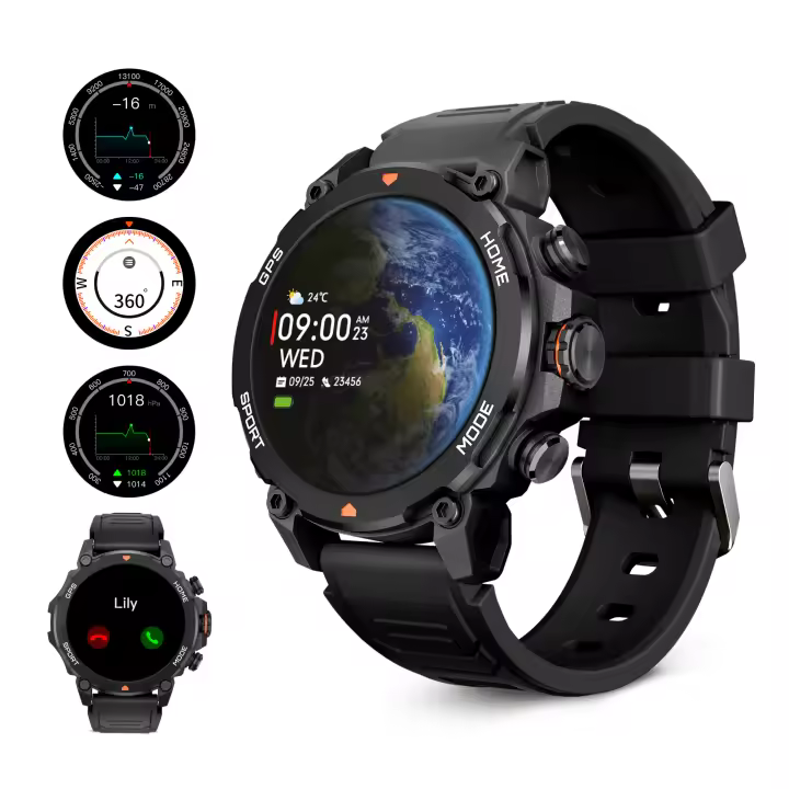 Smartwatch KSIX Explorer, GPS, Pantalla AMOLED 1,43", Aut. 9 días, Modo deporte y salud, Llamadas, 5ATM, Negro - 1