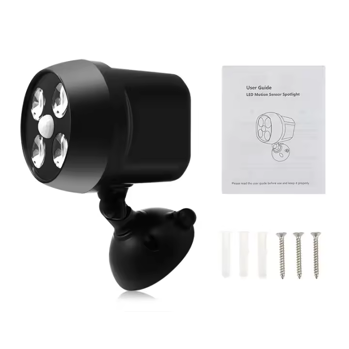 Luz de seguridad LED para exteriores a batería (paquete de 2) de 600 lúmenes, color negro - 1