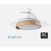 FABRILAMP PREMIUM Ventilador motor Dc Provenza 72w 7200lm Blanco/haya 3asp.desplegables 36/51x50/107d.3col, Remoto, Temporizador 1/2/4 H, Memoria Incluye 2 tijas y mandos calidad de confianza - details 1