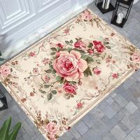 Carpetas Retro Unicas Con Rosas En Rosa Y Blanco Decoración Elegante Para Sala De Estar Y Baño Antideslizantes De Poliéster 100% - details 4