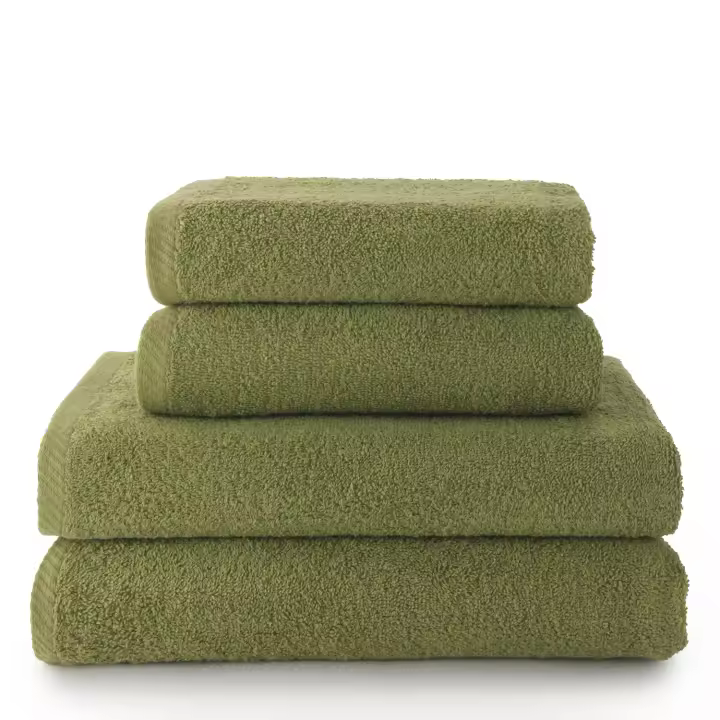 QUALITY TOWELS. Pack TOALLAS color HOJA. Fabricadas en algodón cardado de 420 grs/m2. Packs de diferentes tamaños. Muy suaves y absorbentes. - 1