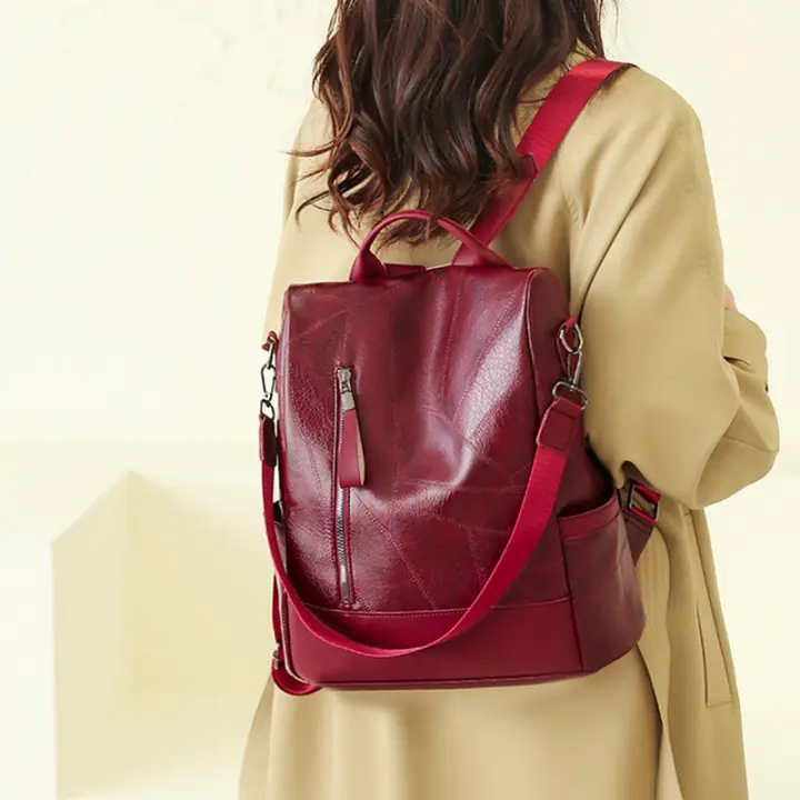 2024 New Hot Women’s Backpack Designer High Quality Soft Leather Simple Fashion Backpack Large Capacity Antitheft Shoulder Bags - 1