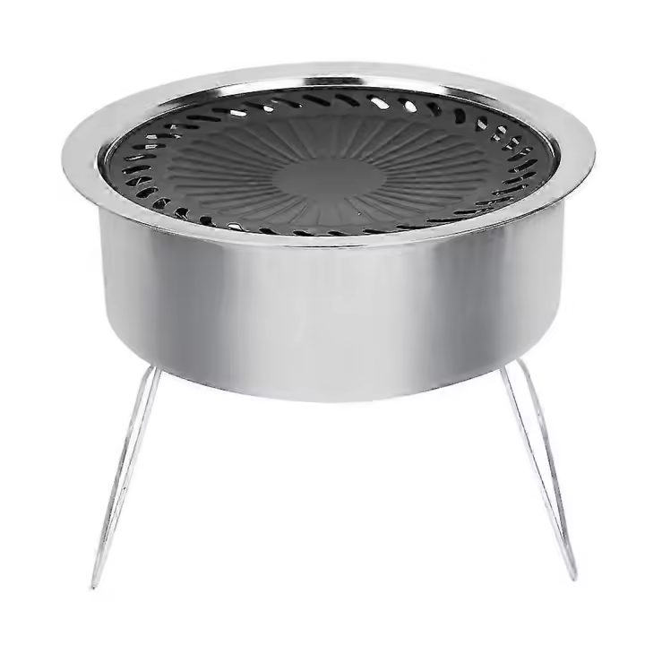 Folding Portable Barbecue Stove Outdoor Camping Patio Round BBQ Grill - 1