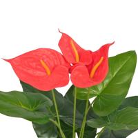 vidaXL Planta de anturio artificial con maceta 45 cm roja y amarilla - details 1