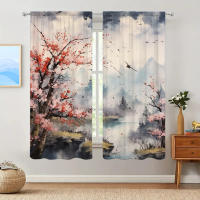 2pcs Cortina De Pared Paisajística Para Decoración De Hogar Tratamiento De Ventana Para Dormitorio Oficina Cocina Sala De Estar Con Bolsa De Rodamiento - details 6