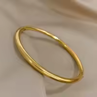 Pulsera De Acero Inoxidable Impermeable Para Mujer Con Plata De Oro Polido Y Superficie Lisa Cuff Bangles Abrochable Joyería Clásica - details 9
