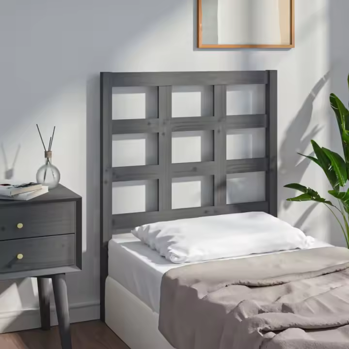vidaXL Cabecero de cama madera maciza de pino gris 80,5x4x100 cm - 1