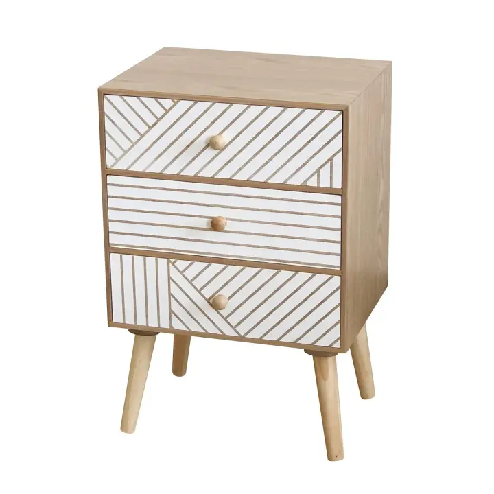 LÚZETE MESITA 3 CAJONES JUNO ALM-CT - Estilo Nórdico - Madera Natural - Patas de Madera - 1
