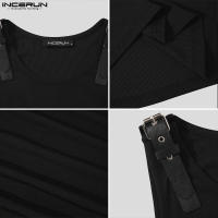 Chaleco De Cuero Para Hombre Ajustado Y Cómodo Casual Color Sólido Tamaño S-5XL INCERUN Top 2023 O-Neck Sin Capucha - details 9
