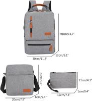 Hombres y Mujeres Mochila de color sólido de Tres piezas computadora de Negocios Bolsa de hombre casual a juego Bolsa de Curry mochipa - details 0