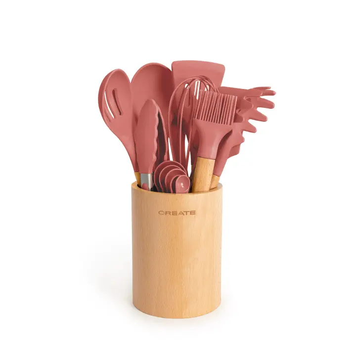 CREATE - Set de utensilios de cocina de silicona y madera - KITCHENWARE STUDIO - 1