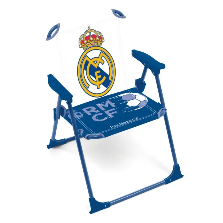 Silla Plegable Real Madrid Infantil, Licencia 100% Oficial, Color Blanco y Azul, 38x22x53 cm, Arditex- Kiglam - 1