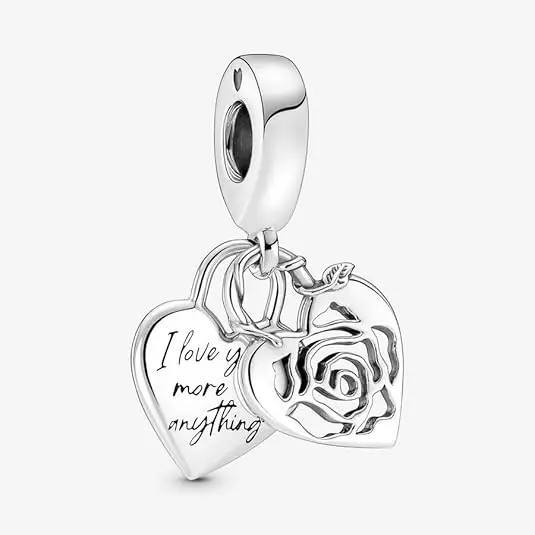 Charm colgante con candado de corazón de Pandora Rose - Momentos compatibles - Joyas impresionantes para mujer - Fabricado en plata de ley，Incluye Caja Original - 1