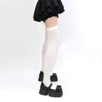 Medias De Rodilla Alta Para Mujer Color Sólido Con Decoración De Cruz Estilo Lolita Cosplay Gótico Finas Y Transpirables - details 6