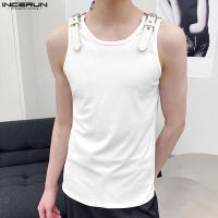 Chaleco De Cuero Para Hombre Ajustado Y Cómodo Casual Color Sólido Tamaño S-5XL INCERUN Top 2023 O-Neck Sin Capucha - details 3