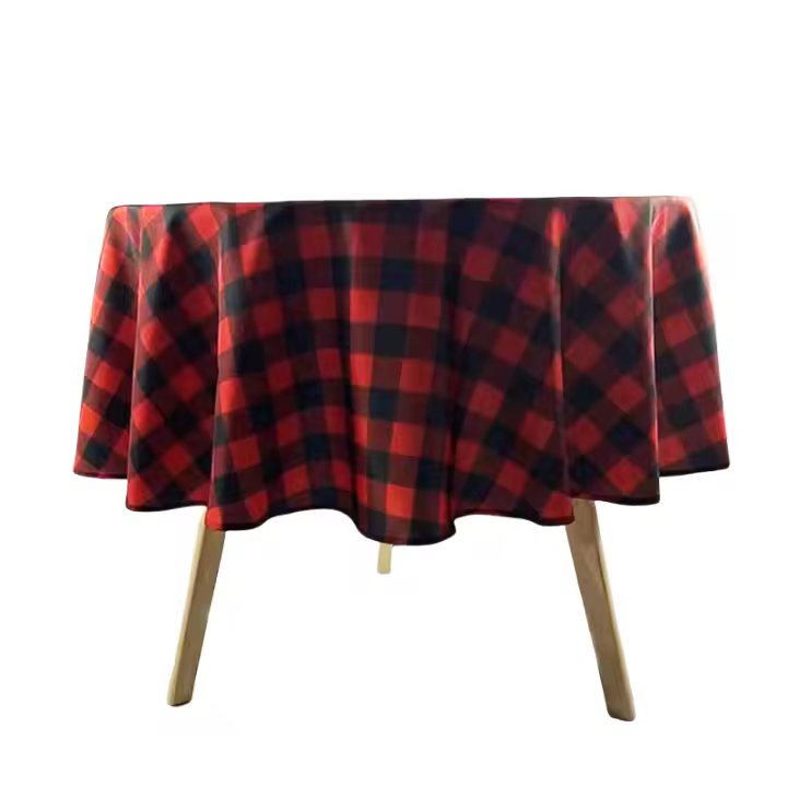 Mantel Redondo De Navidad 1Pcs Mantel a Cuadros Estilo Clásico Máquina Lavable Reutilizable Para Fiesta En Cocina Material Poliéster 100% - 1