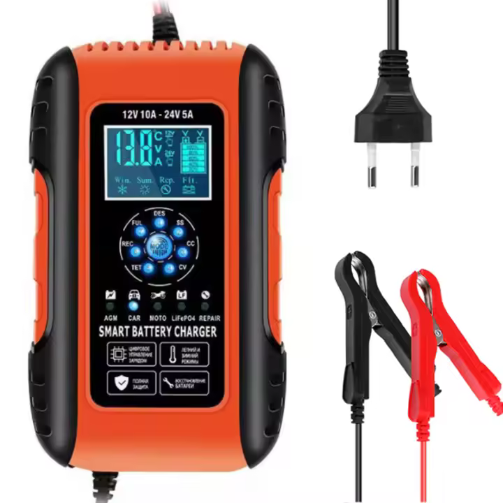 Cargador De Batería Para Coche EAFC Automático 12V-24V 10A 5A Digital Reparación De Motocicleta Pulso Batería Húmeda Seca Plomo - 1