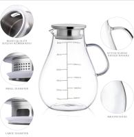 Jarra de vidrio con tapa, 88 onzas – 84.5 fl oz con línea de escala precisa, jarra de agua caliente/fría, jarra de jugo y té helado con tapa - details 5