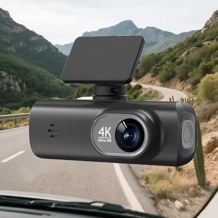 4K+1080P Doble cámara de salpicadero en el coche con control de aplicación, Wi-Fi, pantalla IPS, visión nocturna, GPS, tarjeta de memoria de 64 GB, soporte adhesivo, batería recargable de iones de litio, compatibilidad universal - 1