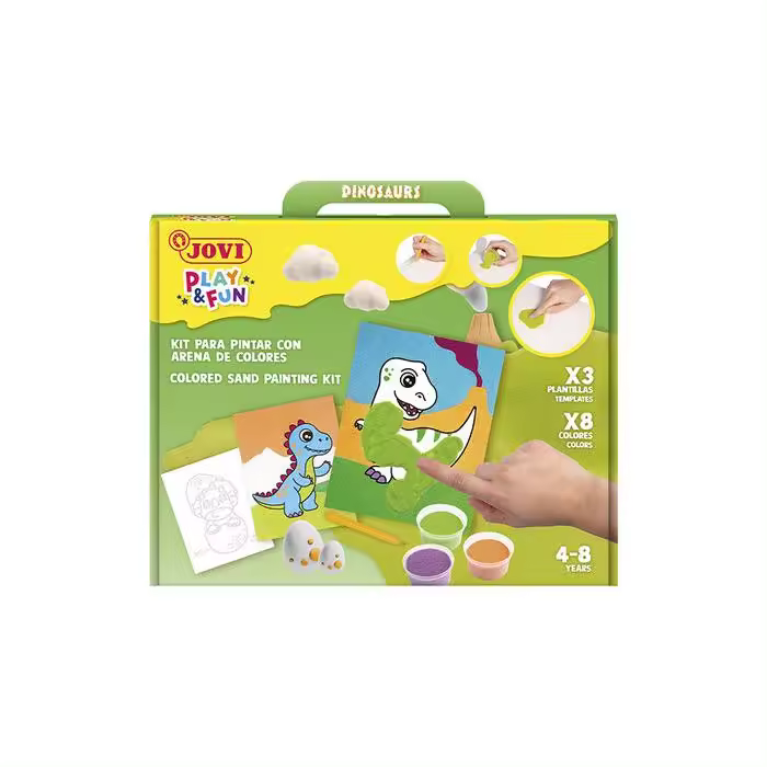 JOVI KIT JOVI PINTA CON ARENA DE COLORES DINOSAURIOS PLAY&FUN 28x21x5 Cms. - 1