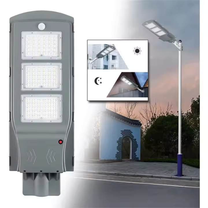 Luces de calle solares LED de 4000 lm y 60 W, luz exterior con sensor de movimiento - 1
