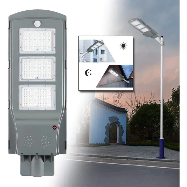 Luces de calle solares LED de 4000 lm y 60 W, luz exterior con sensor de movimiento - 1