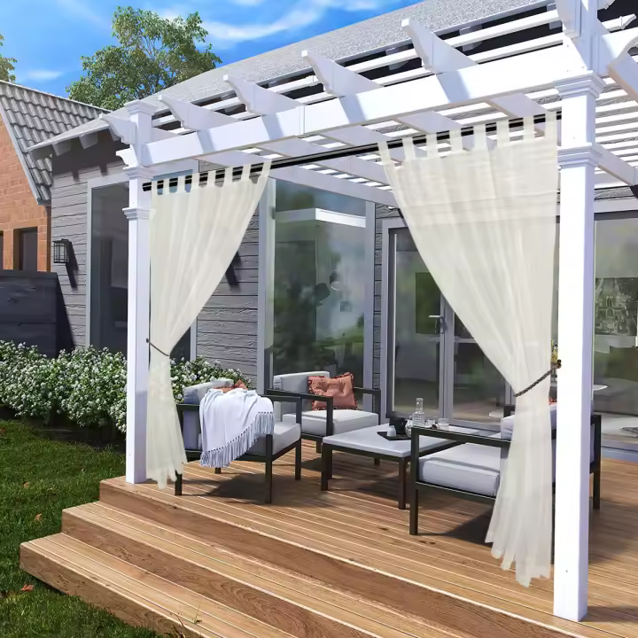 Cortina De Puerta Superior Desmontable Al Aire Libre 1PC Cortina Transparente Para Patio Porche Pergola Cabana Decoración Impermeable - 1