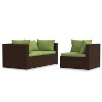 vidaXL Set de muebles de jardín 3 pzas y cojines ratán sintético Negro y crema, Marrón y crema, Gris y antracita Conjunto Terraza Muebles Jardín Exterior Juego de Muebles de jardín Mueble Jardín Exterior Muebles de Salon Exterior - details 7