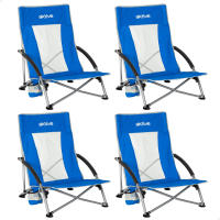 Aktive - Pack 4 sillas de playa plegables, asiento bajo, 50x51x67 cm, estructura de acero, tejido poliéster con malla transpirable, reposabrazos, bolsillo lateral y bolsa de transporte - details 0
