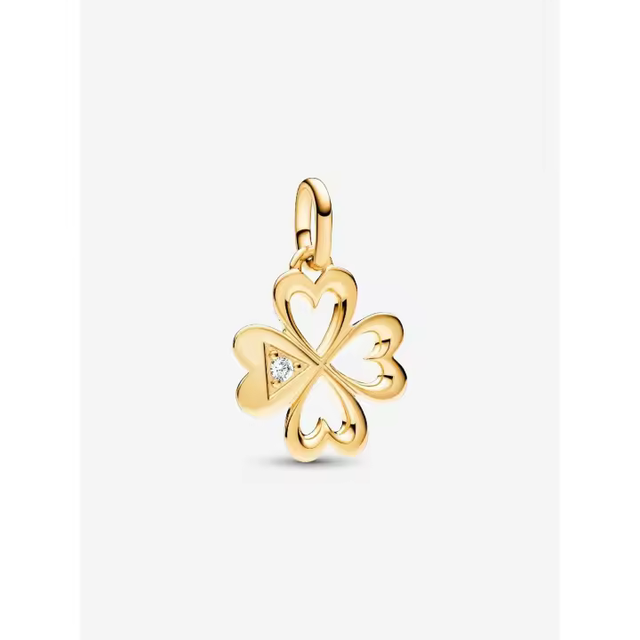 Pandora - Charm MEDALLA DE Trébol de Cuatro Hojas with Corazón P ME - Baño de Oro de 14 K - 1