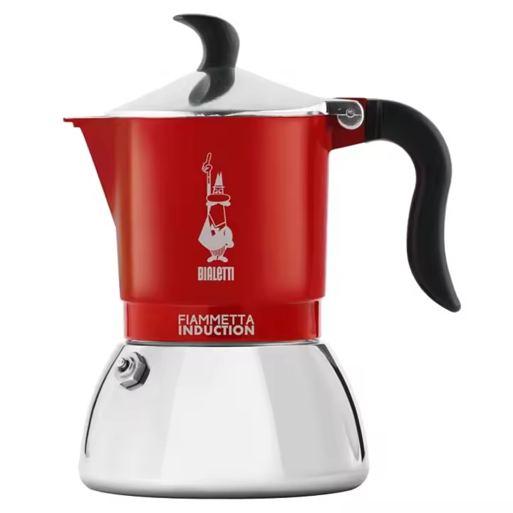 BIALETTI CAFETERA ITALIANA INDUCCION 4 TAZAS - CAFETERA TRADICIONAL ALUMINIO ROJO Y ACERO - 1