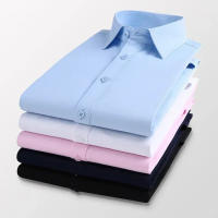 Camisa Clásica Para Hombres Tallas Grandes 6XL 7XL 8XL Blanco Manga Larga Estilo Trabajo Y Casual Sólido De Cuello Cuadrado - details 2