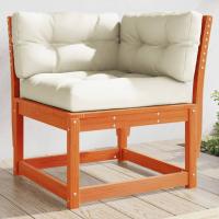vidaXL Sofá esquinero de jardín con cojines madera Douglas 73x73x78 cm en color Douglas natural/Blanco/Pino natural y más | acolchados duraderos para sofás de jardín terraza exterior - details 3
